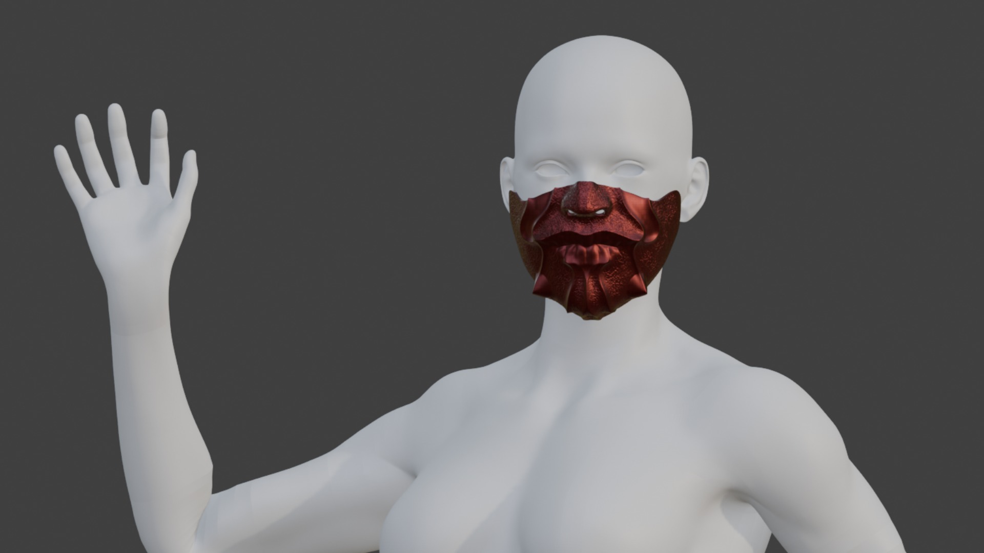 Half Demon Mask High Resolution 3D model_6