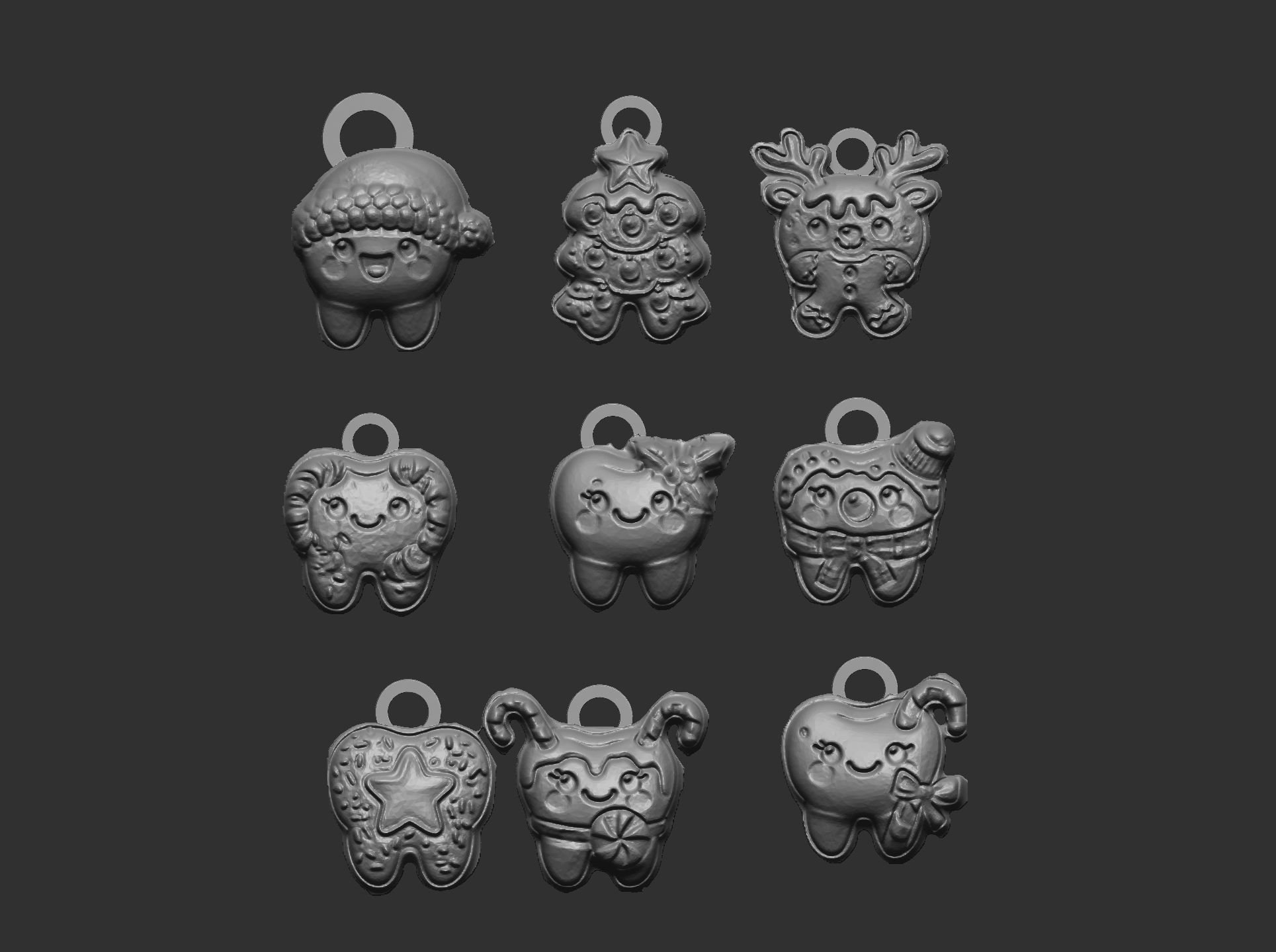 christmas cute teeth decor  3D print model_7