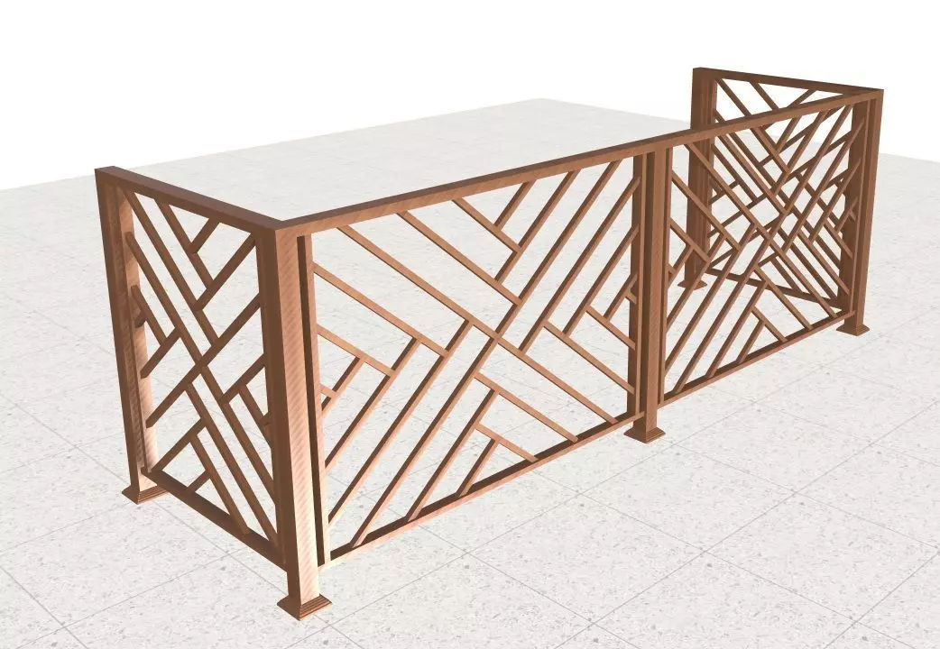 Modern iron balcony railing 3D model_0