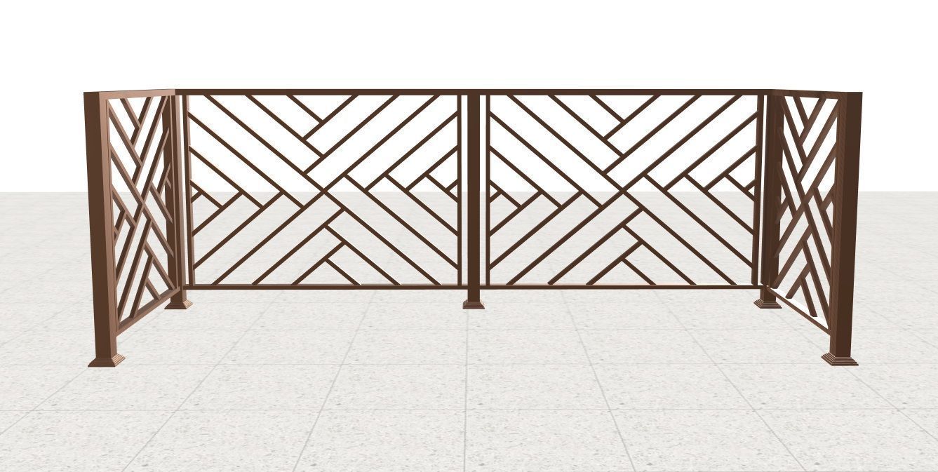 Modern iron balcony railing 3D model_2