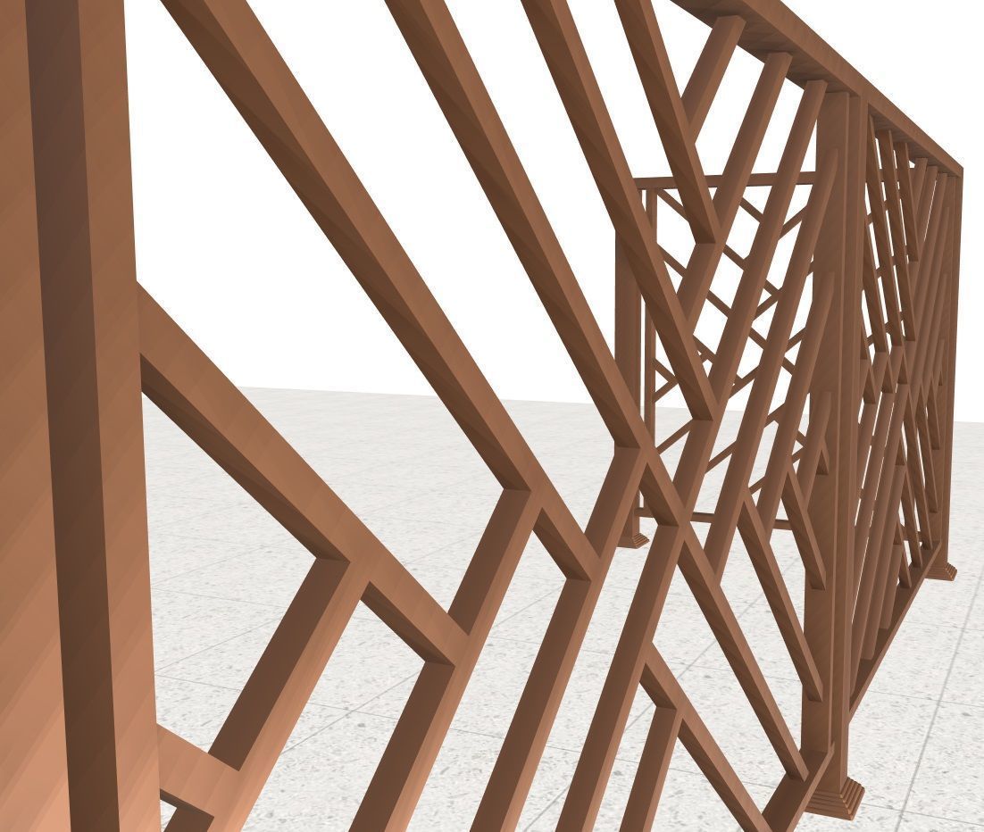 Modern iron balcony railing 3D model_4