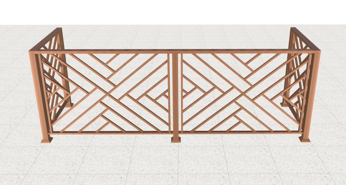 Modern iron balcony railing 3D model_1