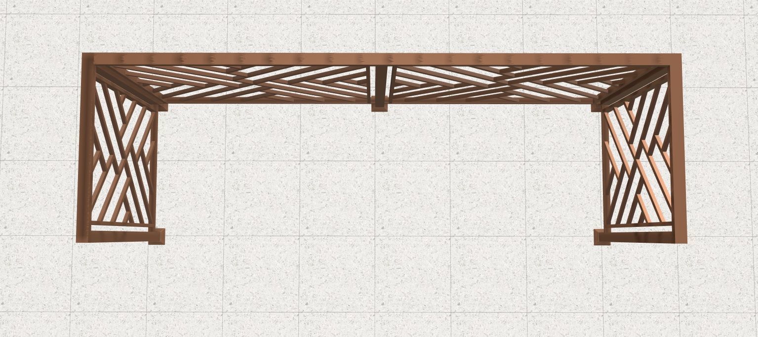 Modern iron balcony railing 3D model_3