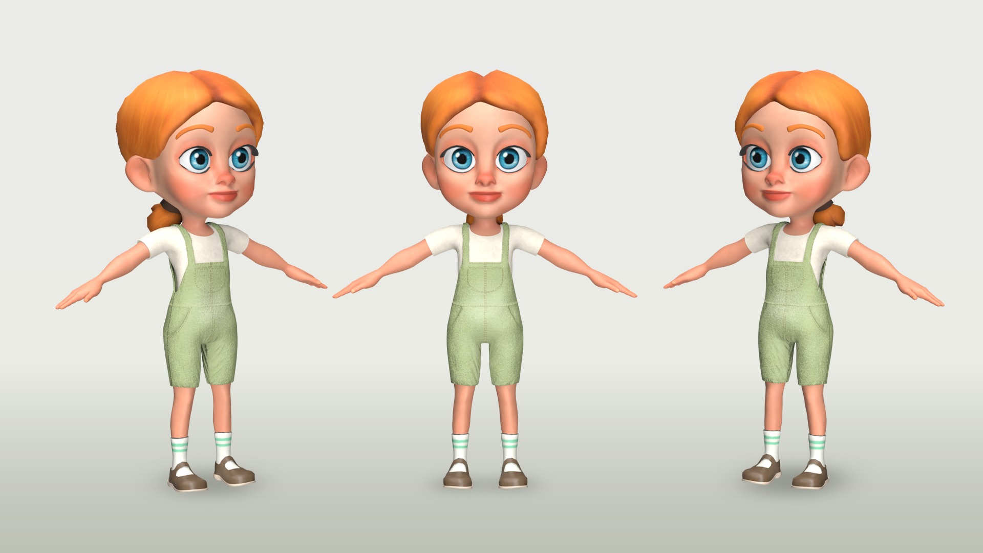 Cartoon Girl - Stylized 3D Model Poor and Normal Skins Low-poly 3D model_3