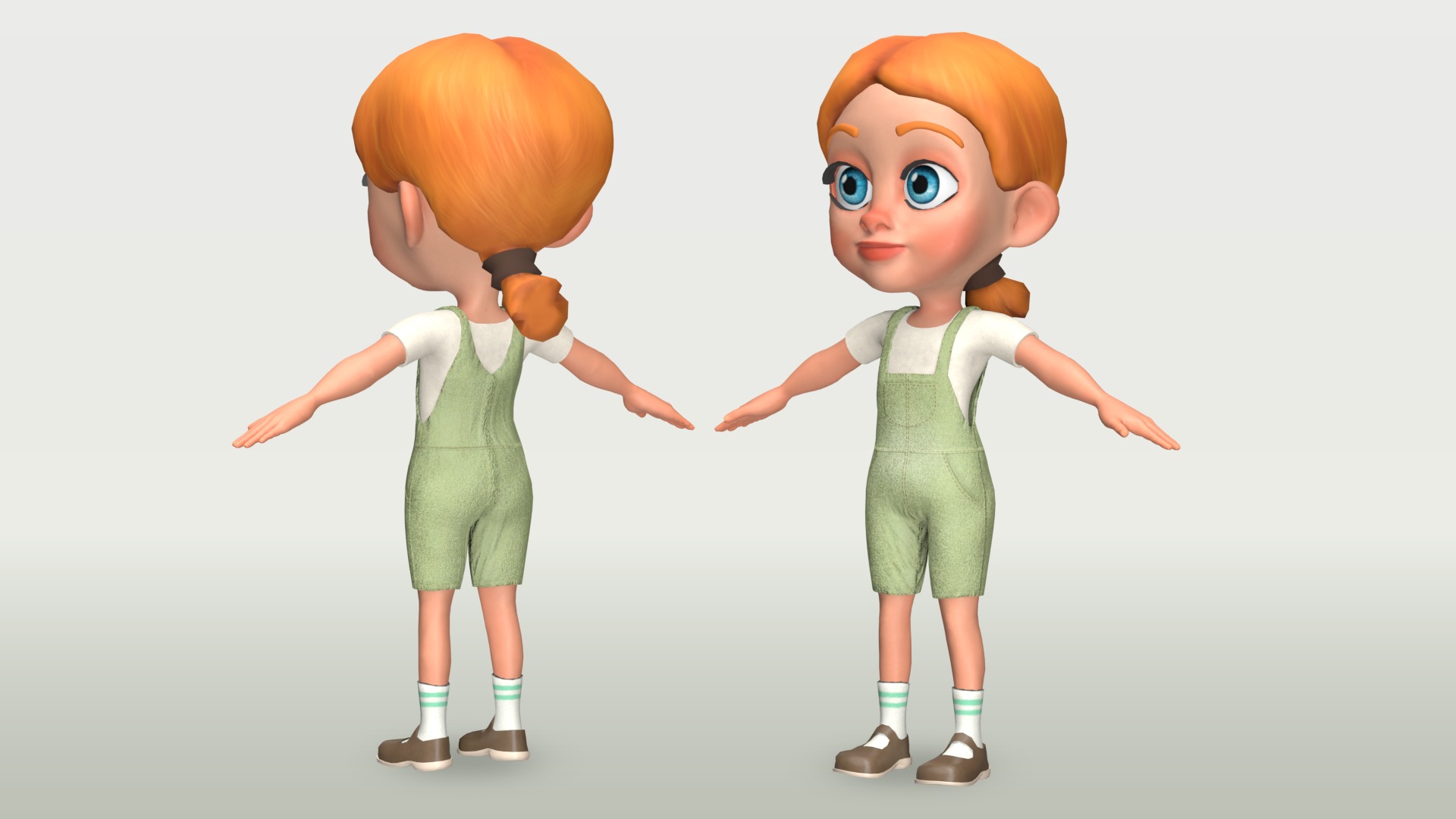 Cartoon Girl - Stylized 3D Model Poor and Normal Skins Low-poly 3D model_16