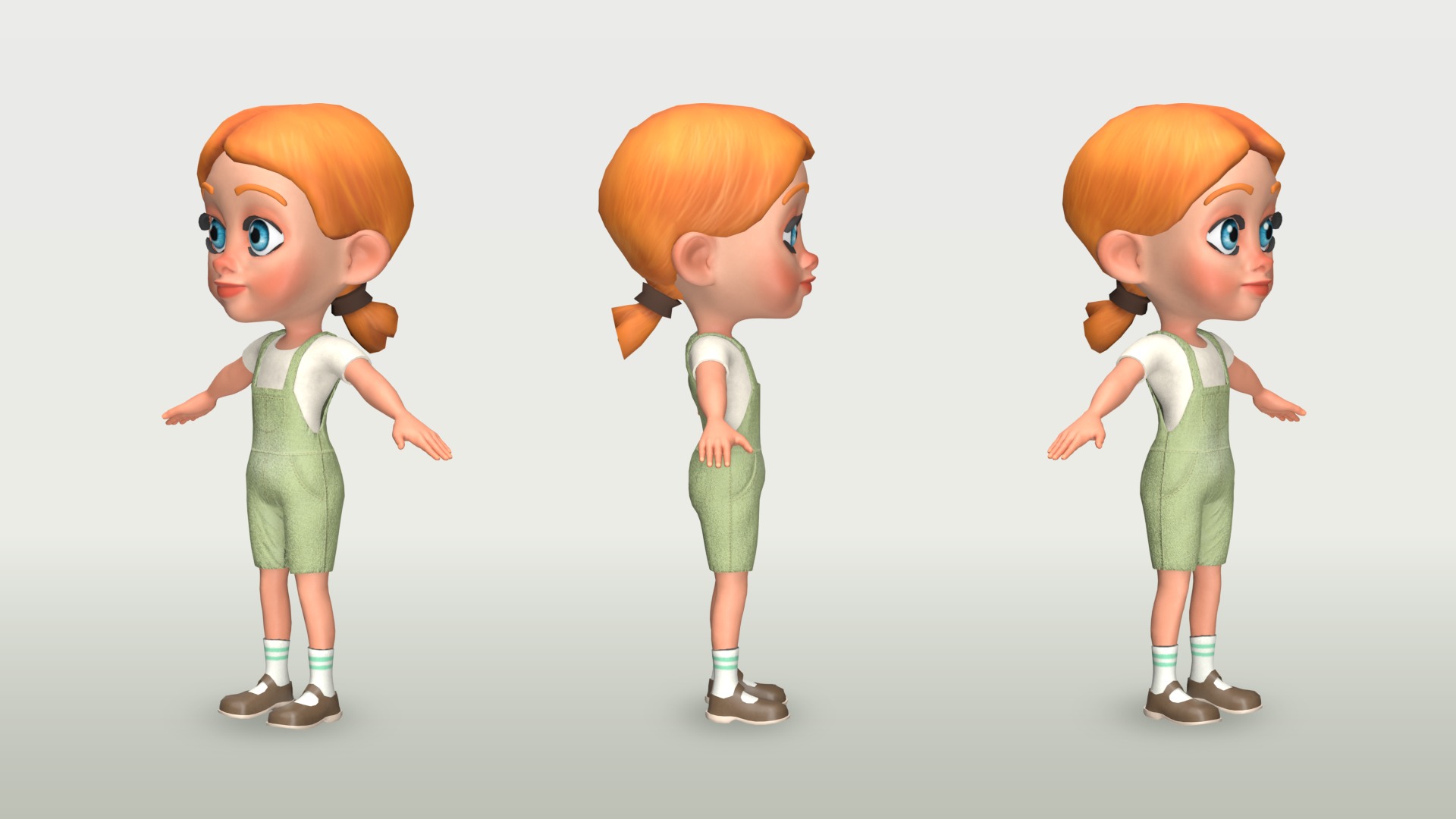 Cartoon Girl - Stylized 3D Model Poor and Normal Skins Low-poly 3D model_13