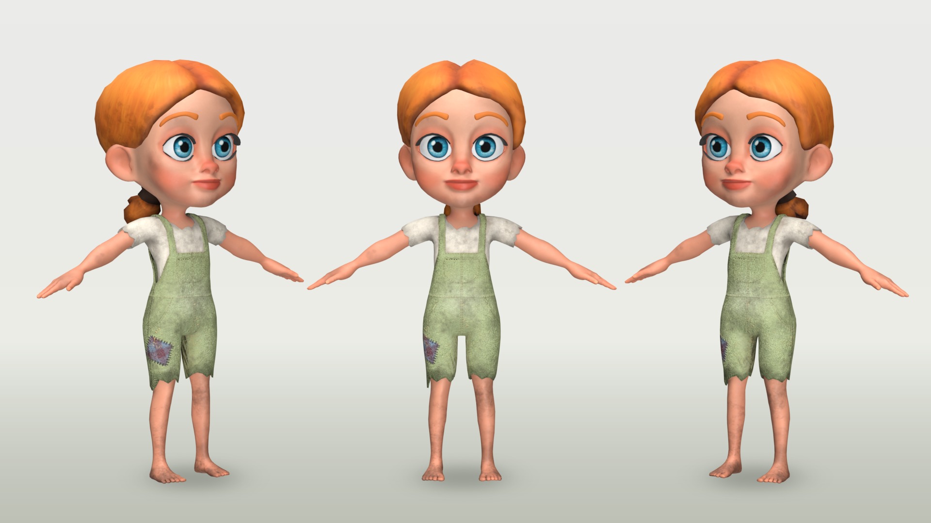 Cartoon Girl - Stylized 3D Model Poor and Normal Skins Low-poly 3D model_2