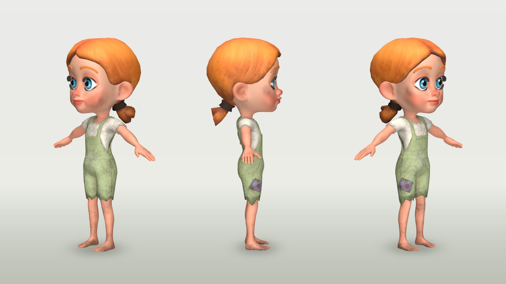 Cartoon Girl - Stylized 3D Model Poor and Normal Skins Low-poly 3D model_11