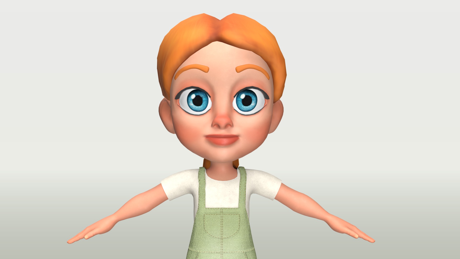 Cartoon Girl - Stylized 3D Model Poor and Normal Skins Low-poly 3D model_4