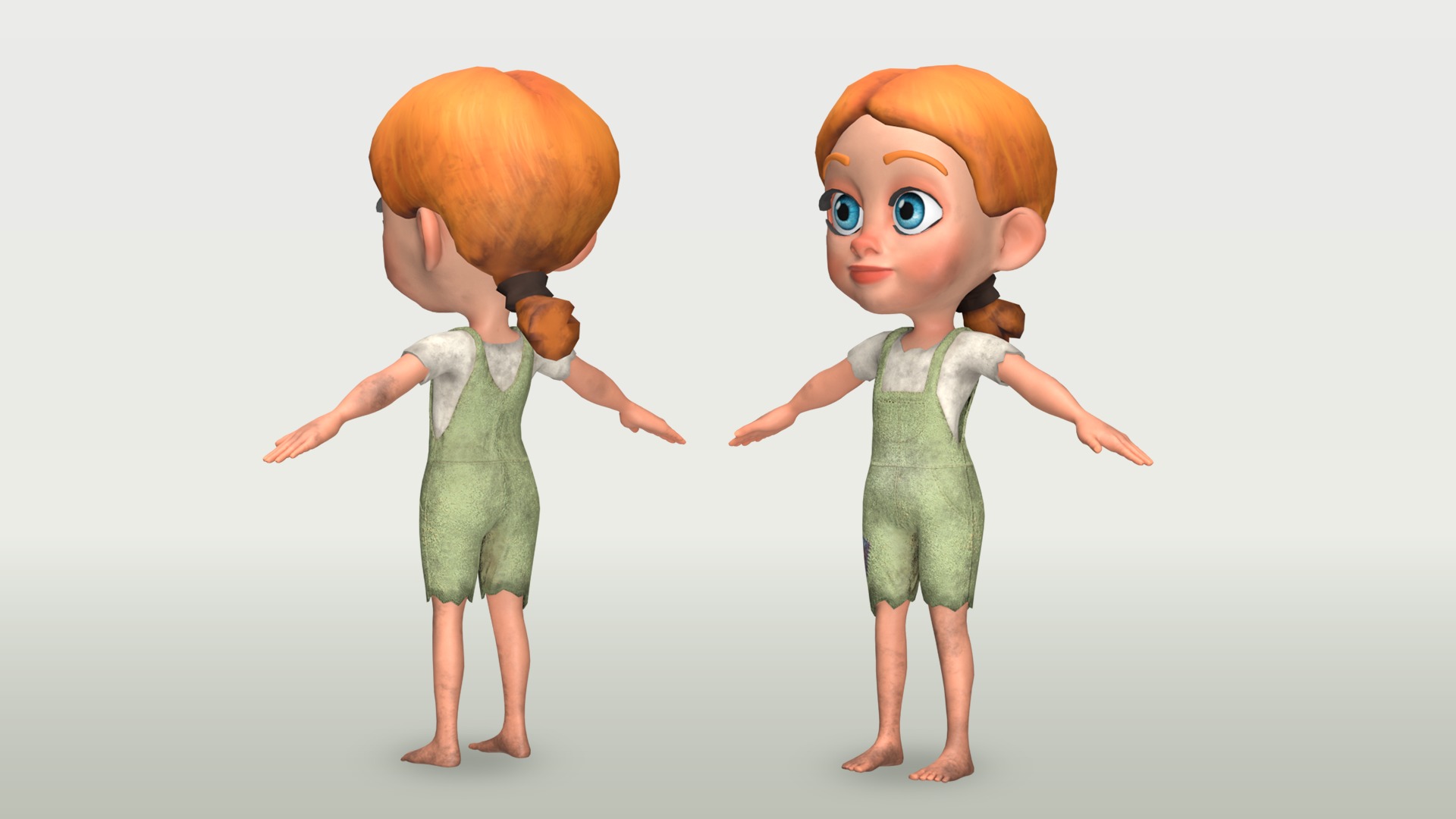 Cartoon Girl - Stylized 3D Model Poor and Normal Skins Low-poly 3D model_15