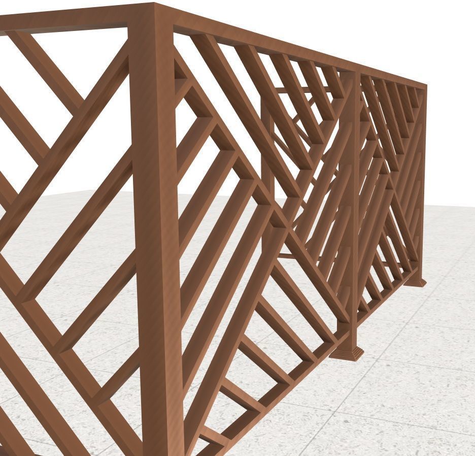 Contemporary iron railing 3D model_4