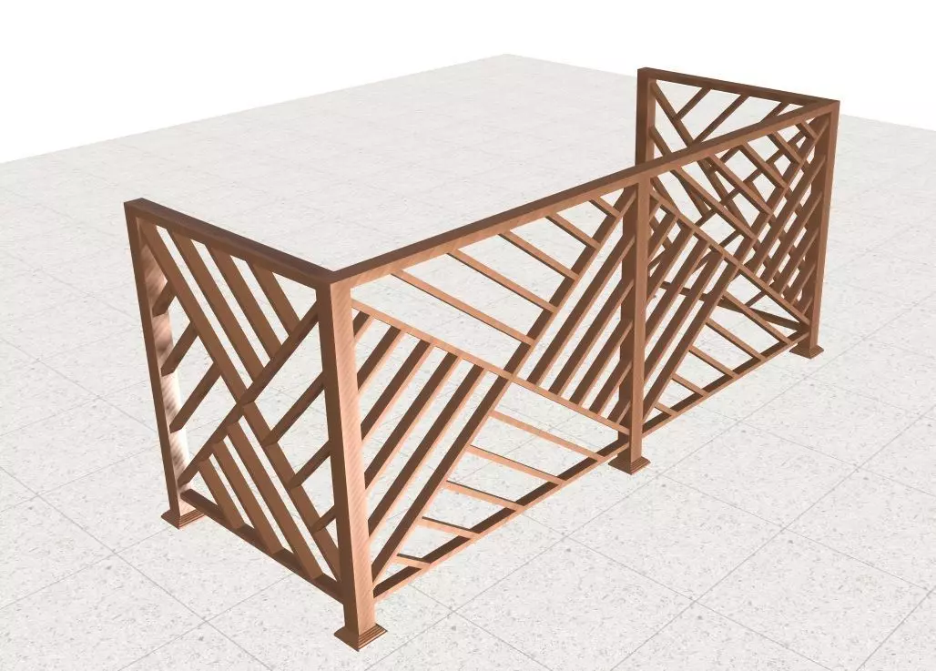 Contemporary iron railing 3D model_0