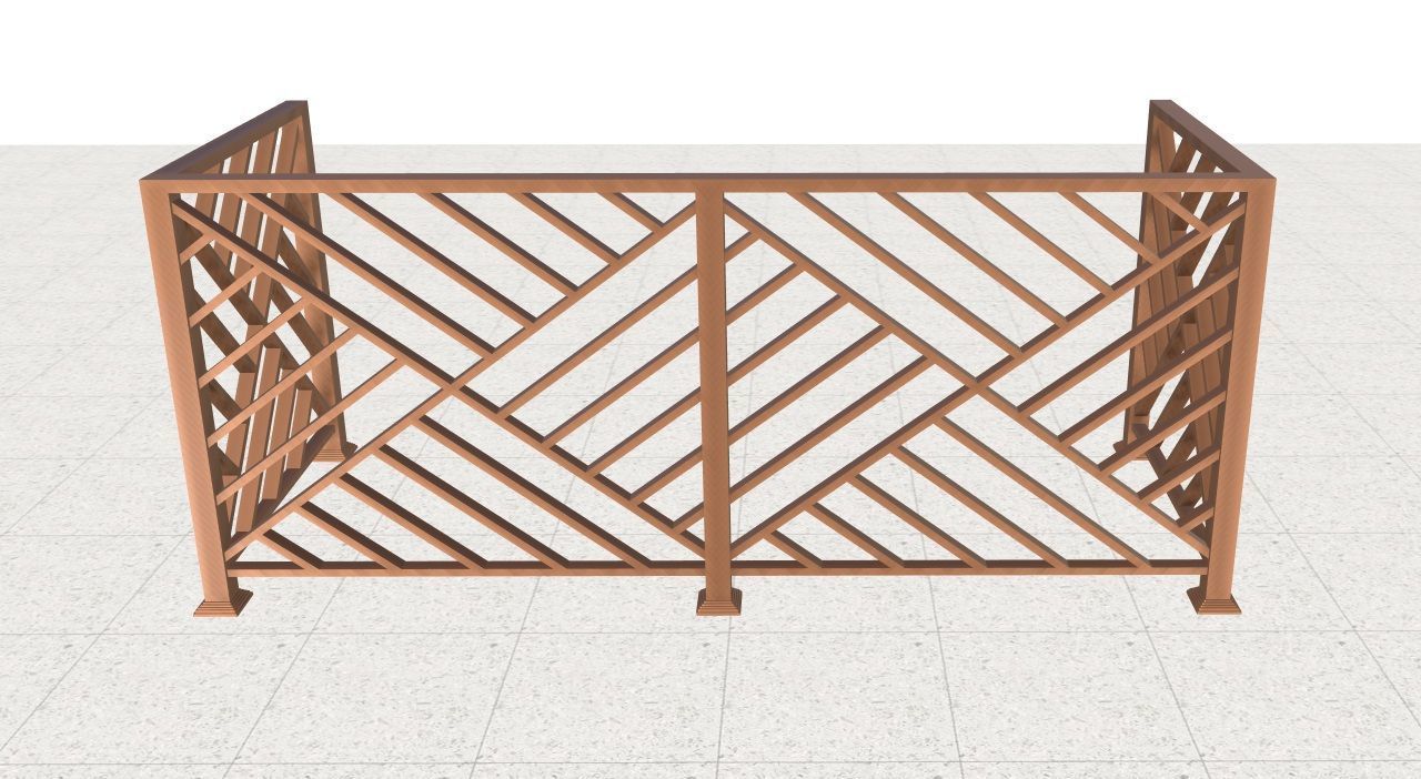 Contemporary iron railing 3D model_1