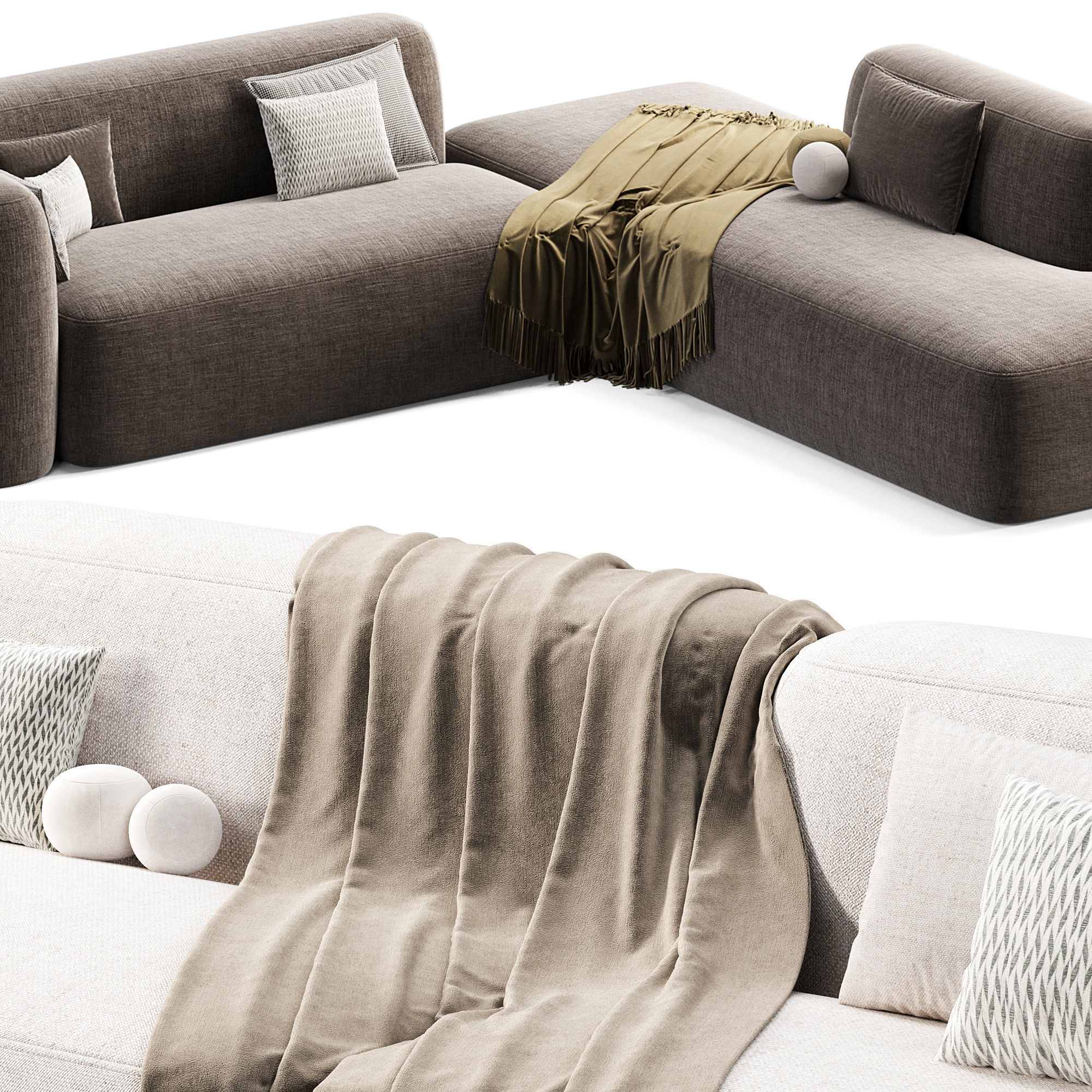 Colud Sectional Sofa 1 3D model_6