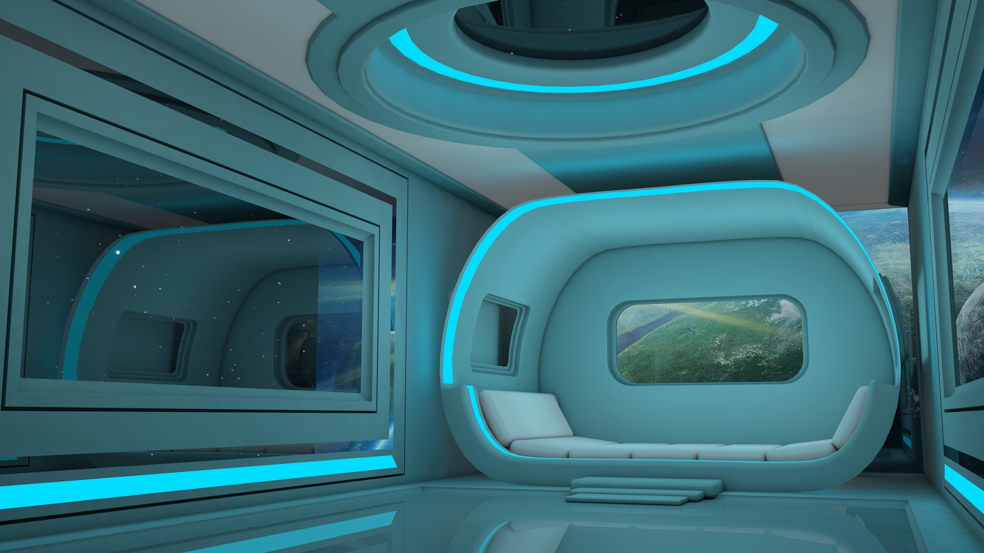Futuristic Bedroom 3D model_2