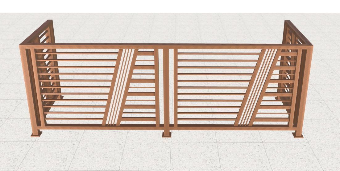 Contemporary iron railing 3D model_1