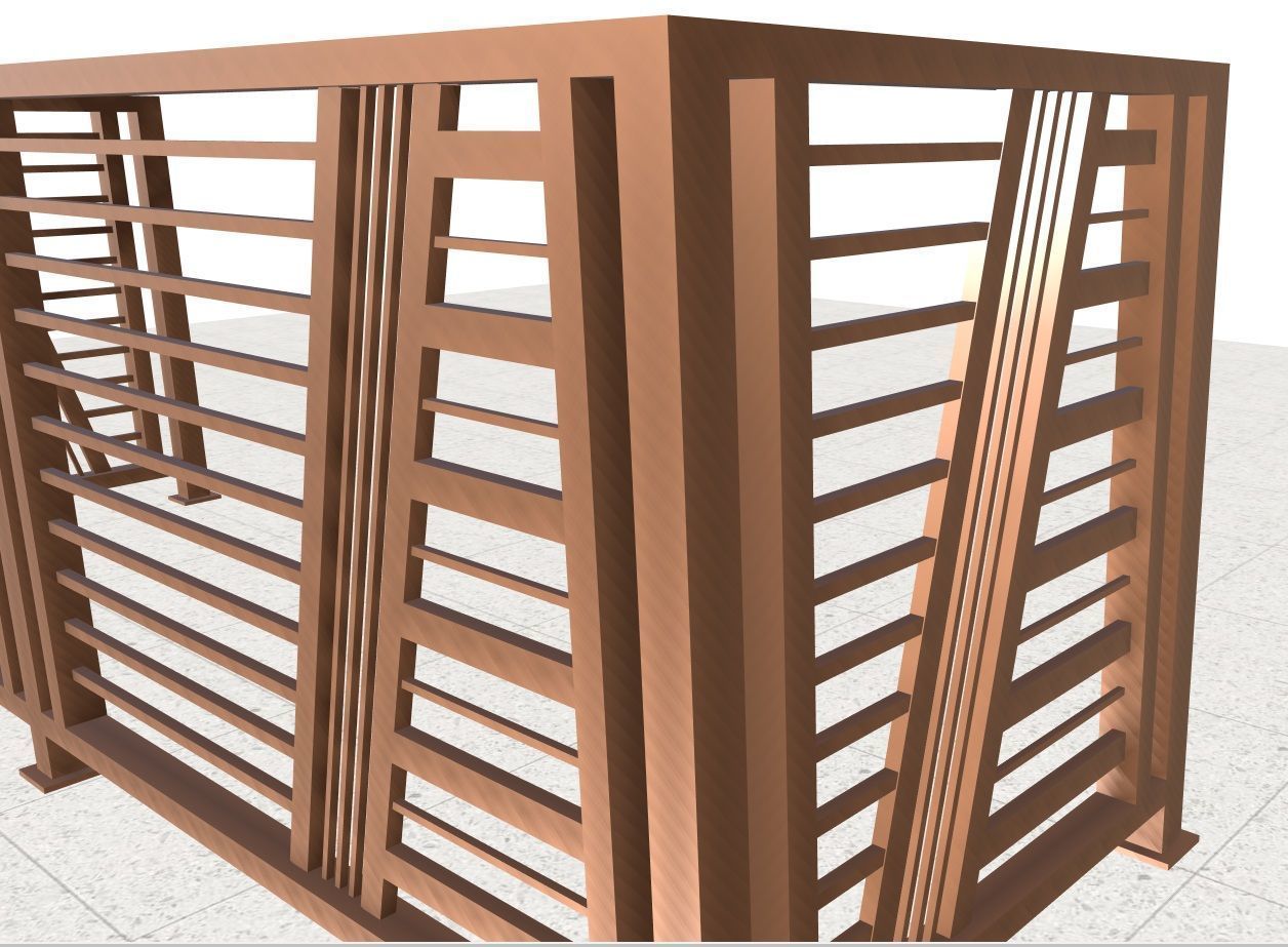 Contemporary iron railing 3D model_4