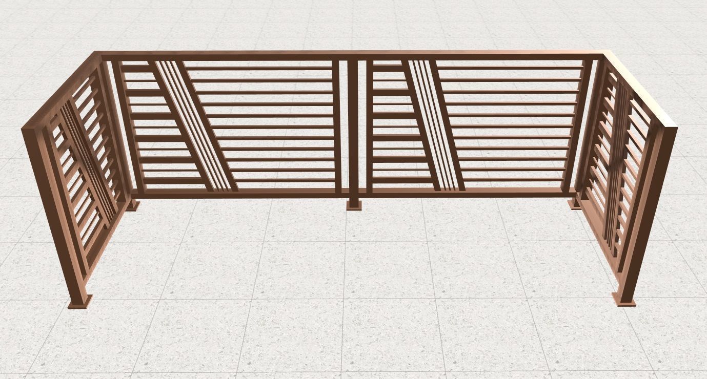 Contemporary iron railing 3D model_2