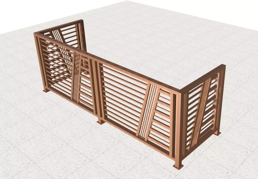 Contemporary iron railing 3D model_0