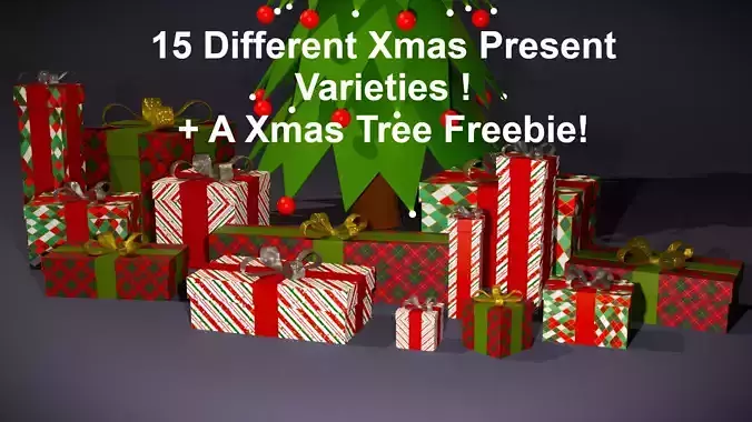 Pack of Christmas Presents with 15 Variations and A FREE Tree