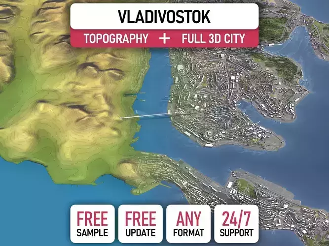 Vladivostok - 3D City Topography Terrain 3D Model Collection