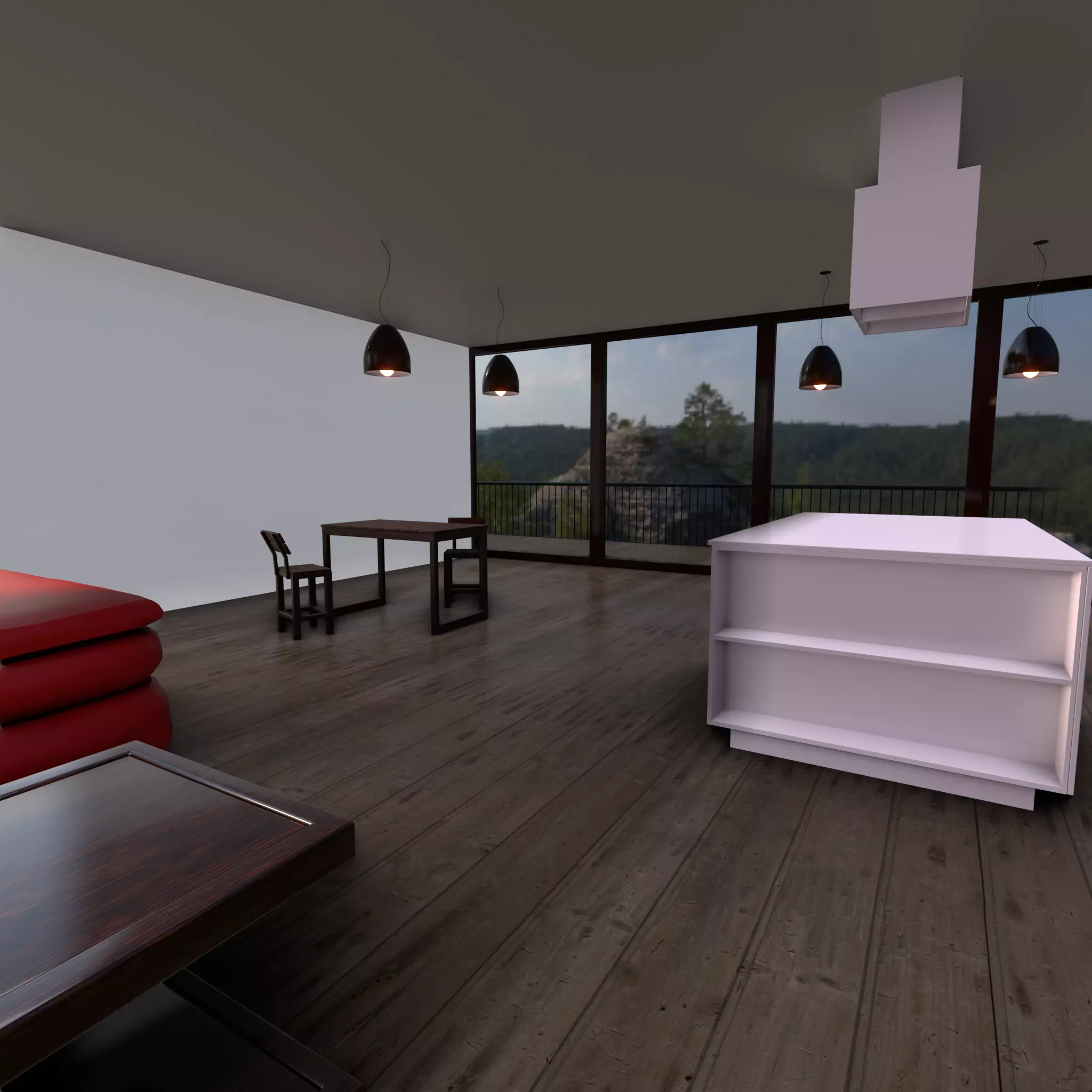 Kitchen studio hall interior 3d 3D model_0