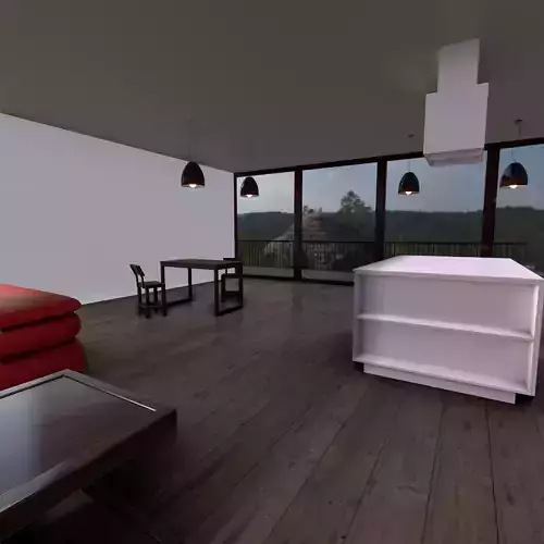 Kitchen studio hall interior 3d 3D model