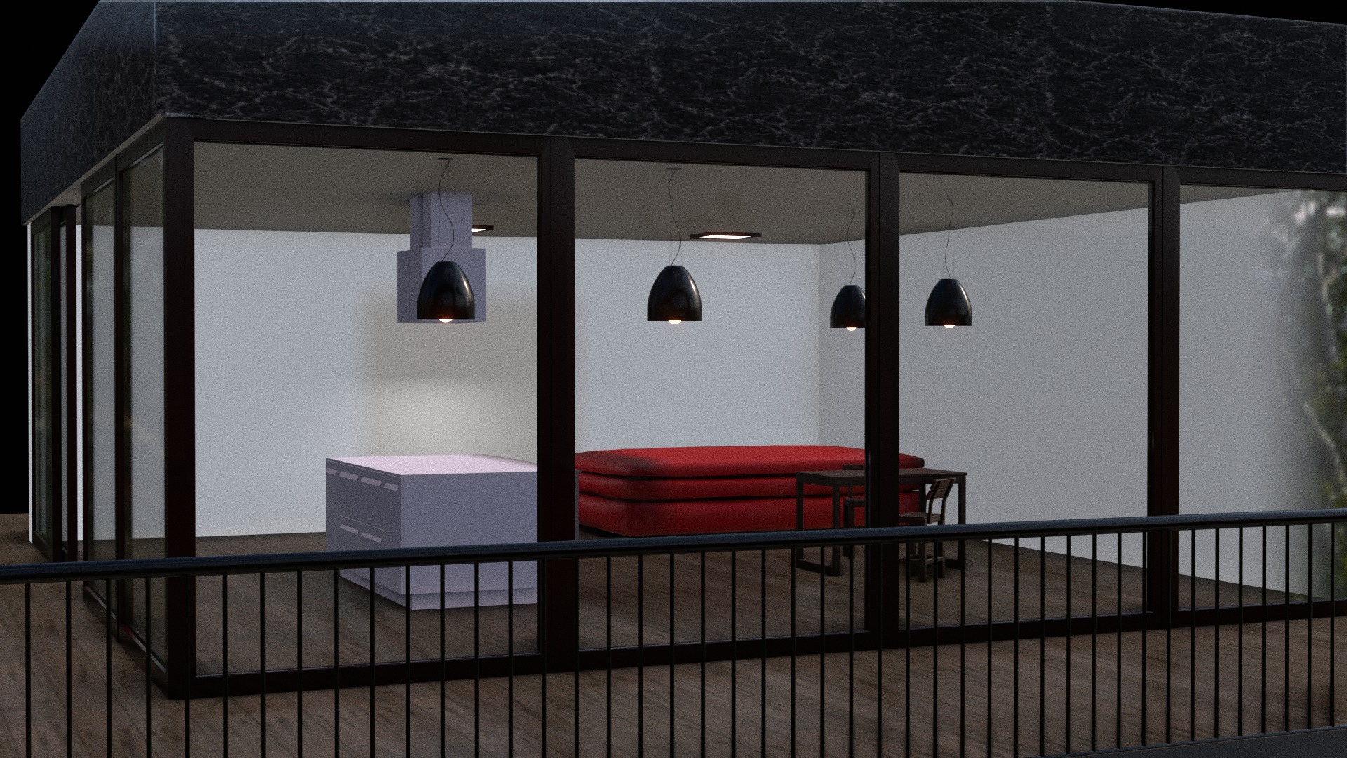 Kitchen studio hall interior 3d 3D model_2