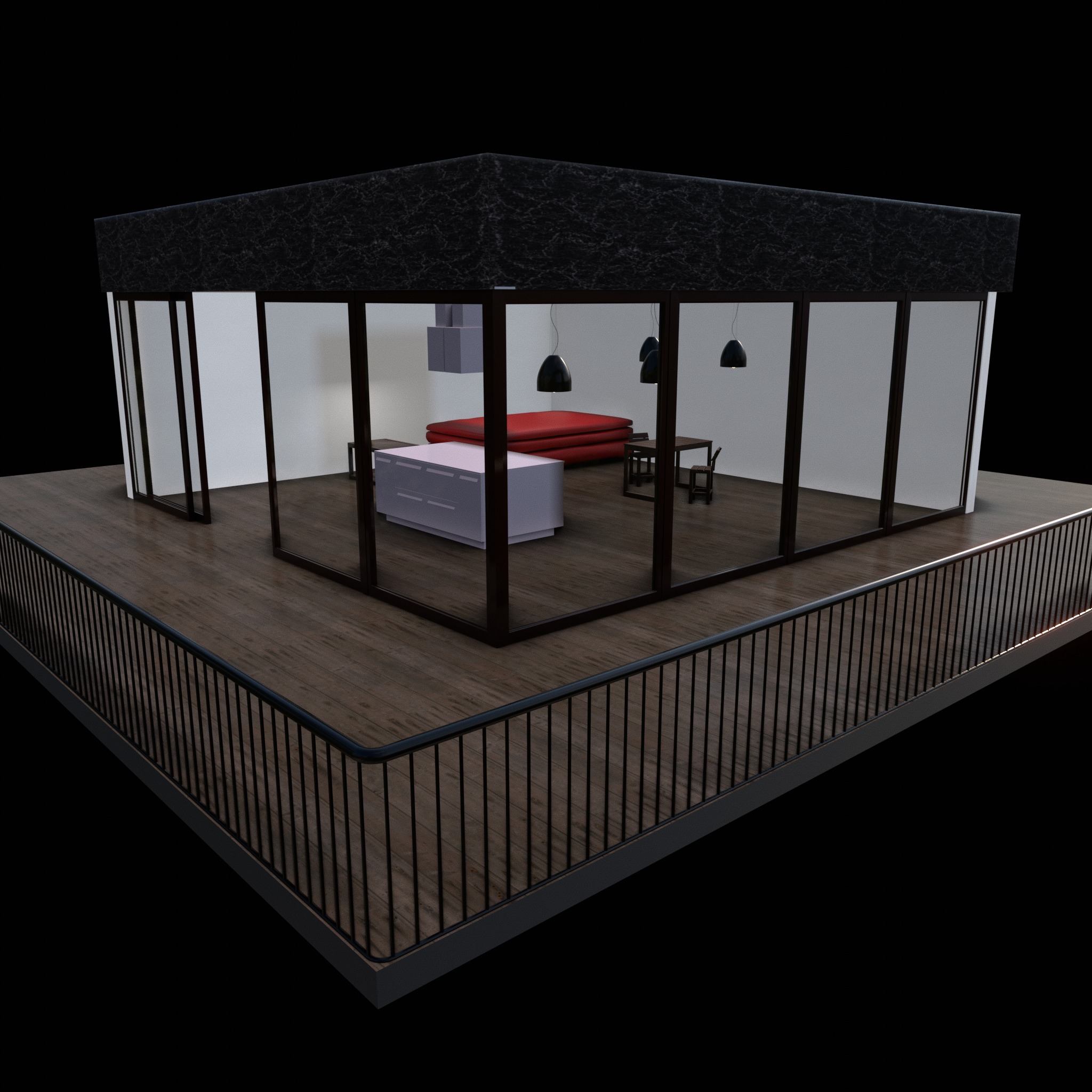 Kitchen studio hall interior 3d 3D model_5