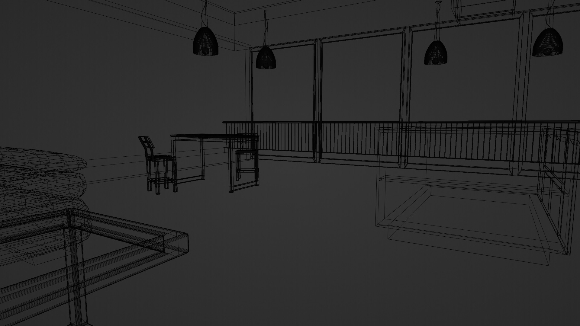 Kitchen studio hall interior 3d 3D model_8