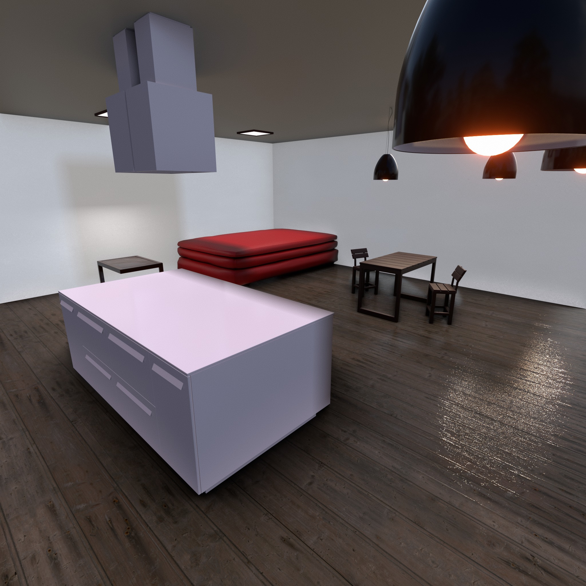Kitchen studio hall interior 3d 3D model_4