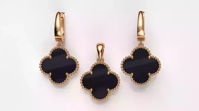 Van Cleef style earrings 3D print model