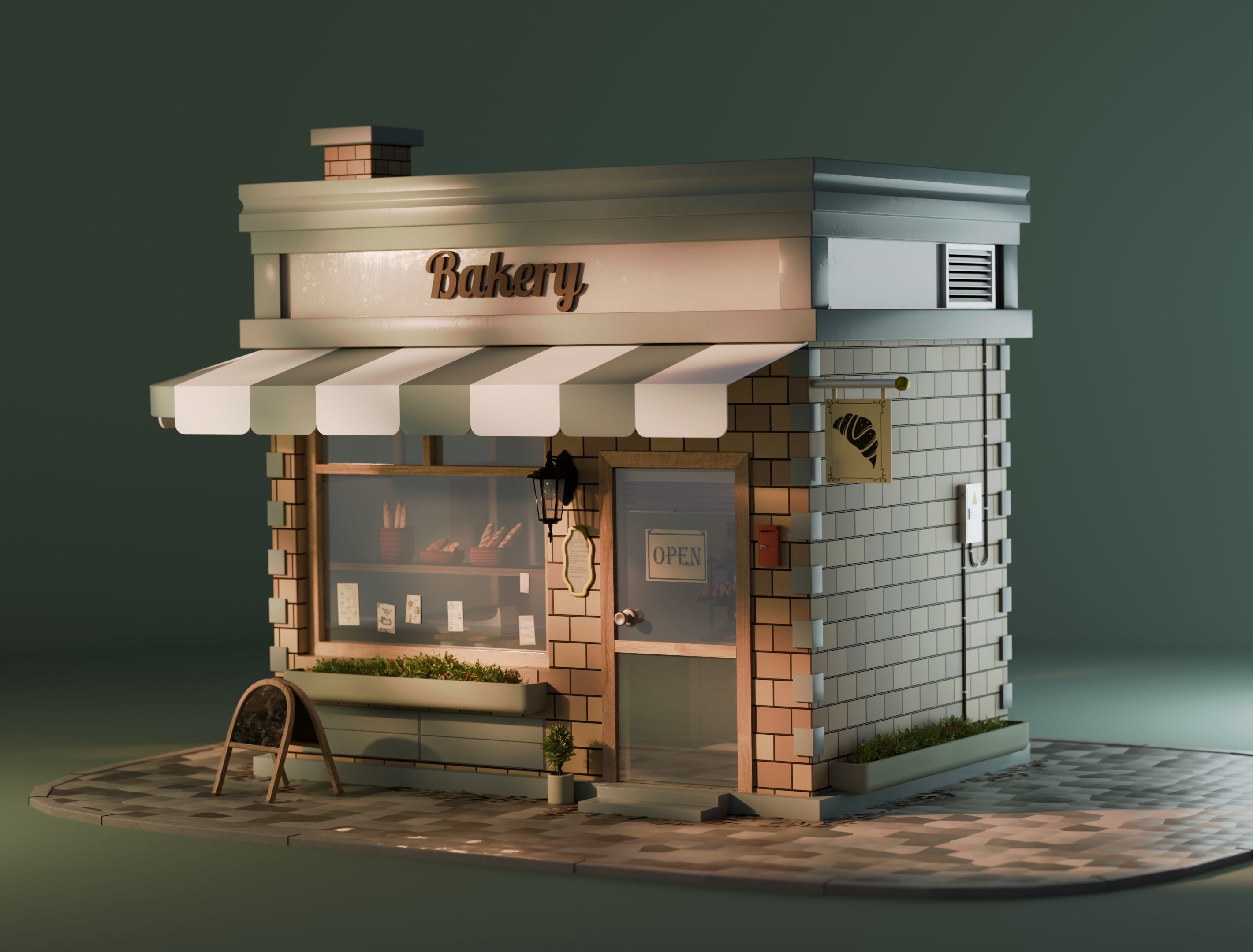 Bakery Shop Storefront 3D model_1