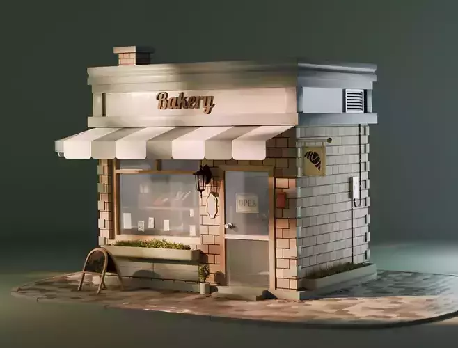 Bakery Shop Storefront 3D model