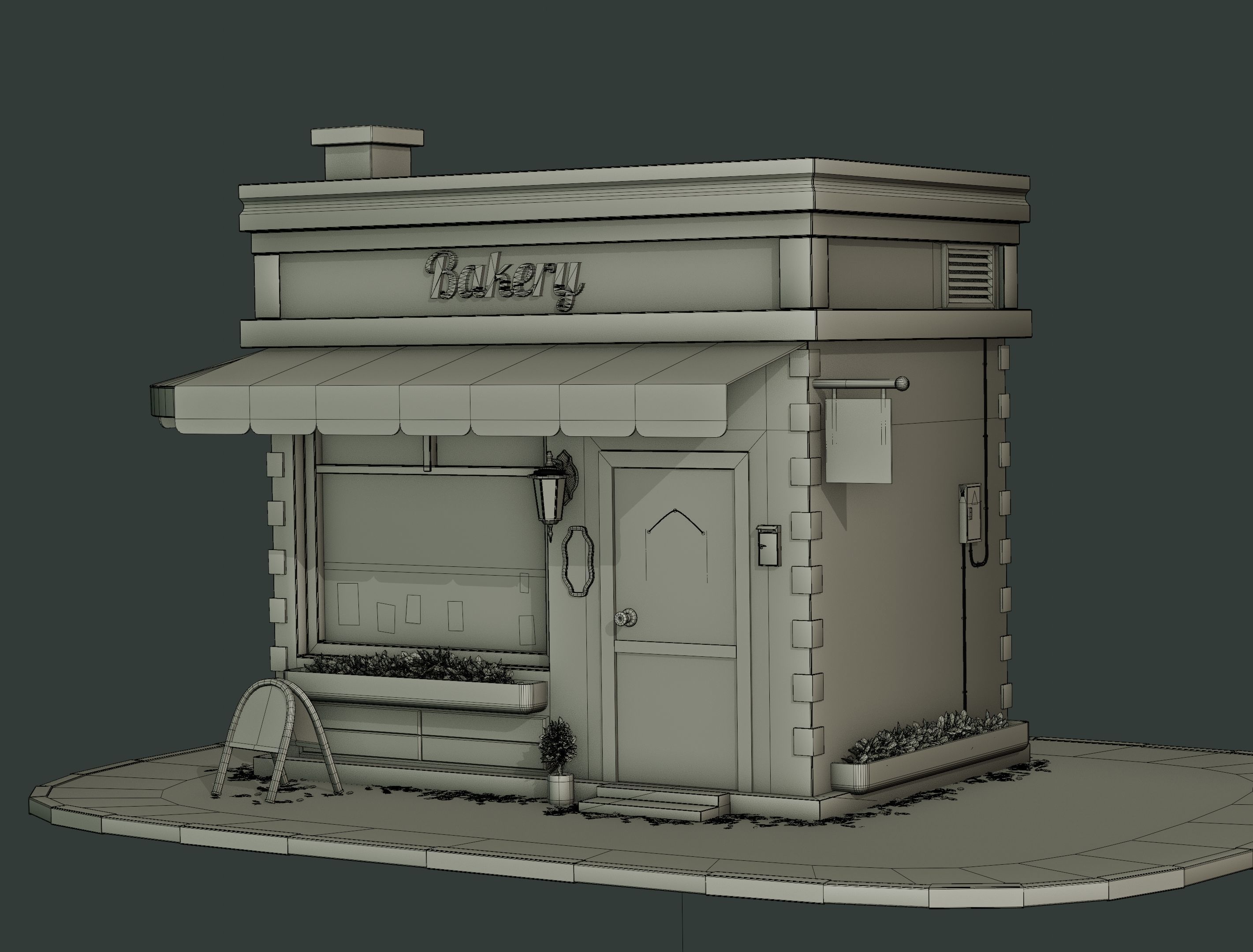Bakery Shop Storefront 3D model_4