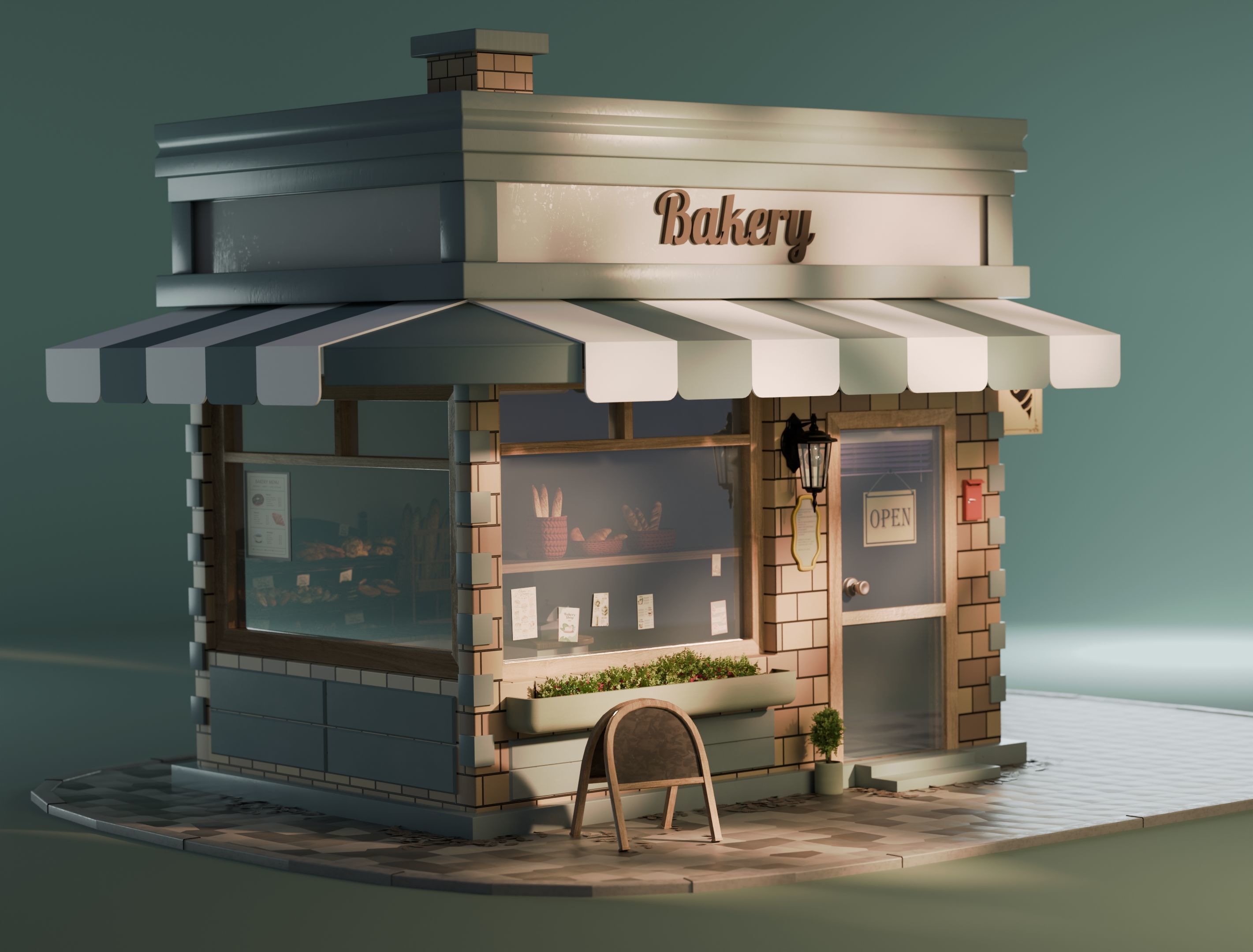 Bakery Shop Storefront 3D model_2