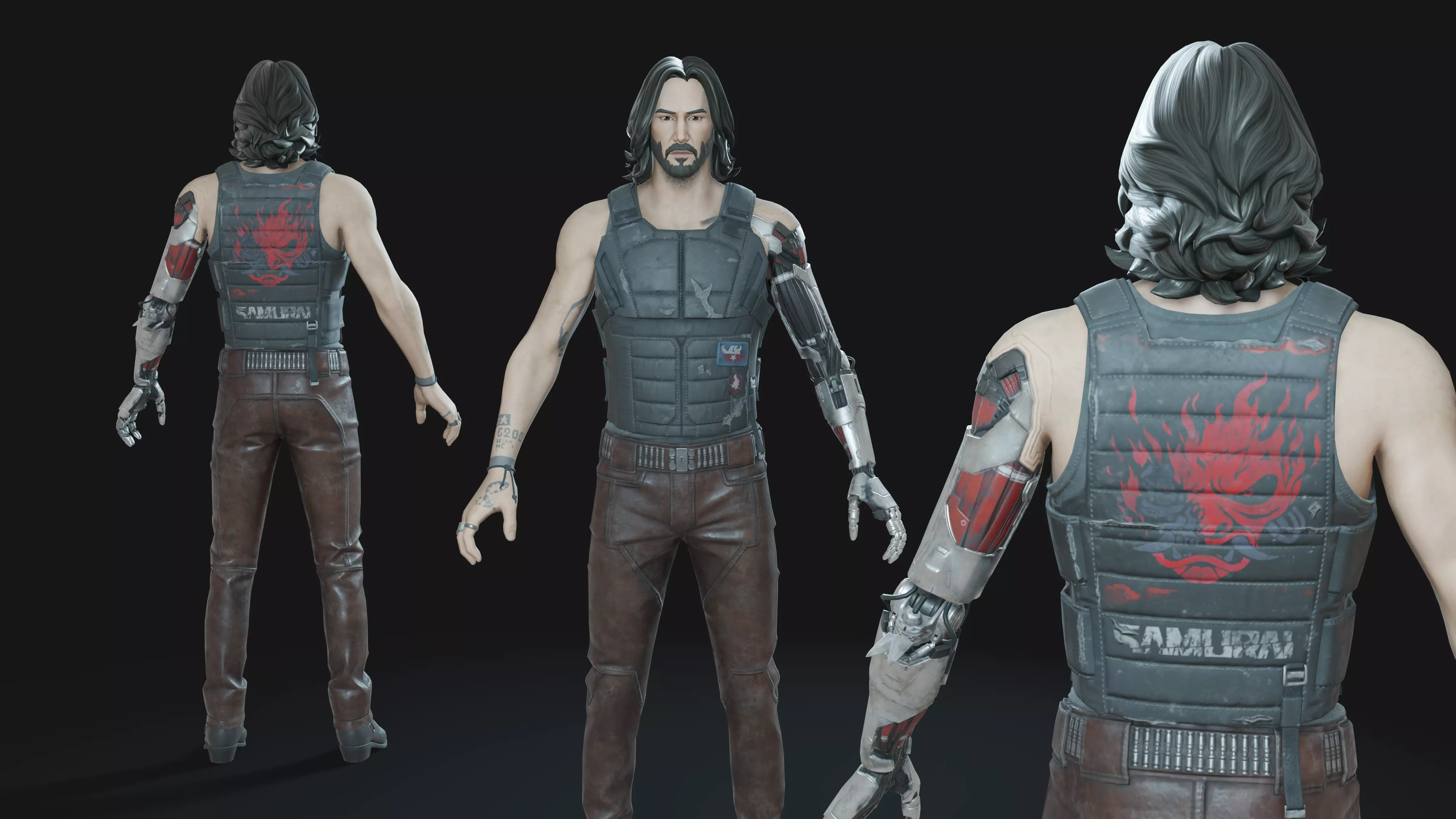 Johnny Silverhand Low-poly 3D model_0
