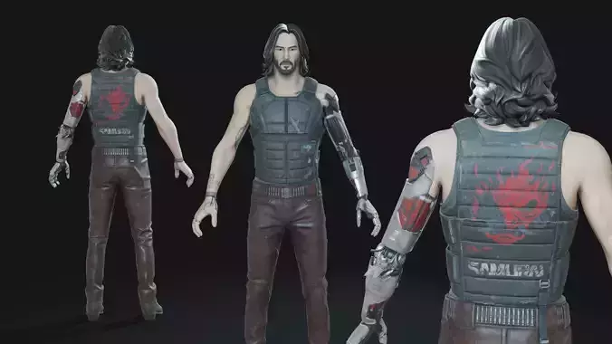 Johnny Silverhand Low-poly 3D model