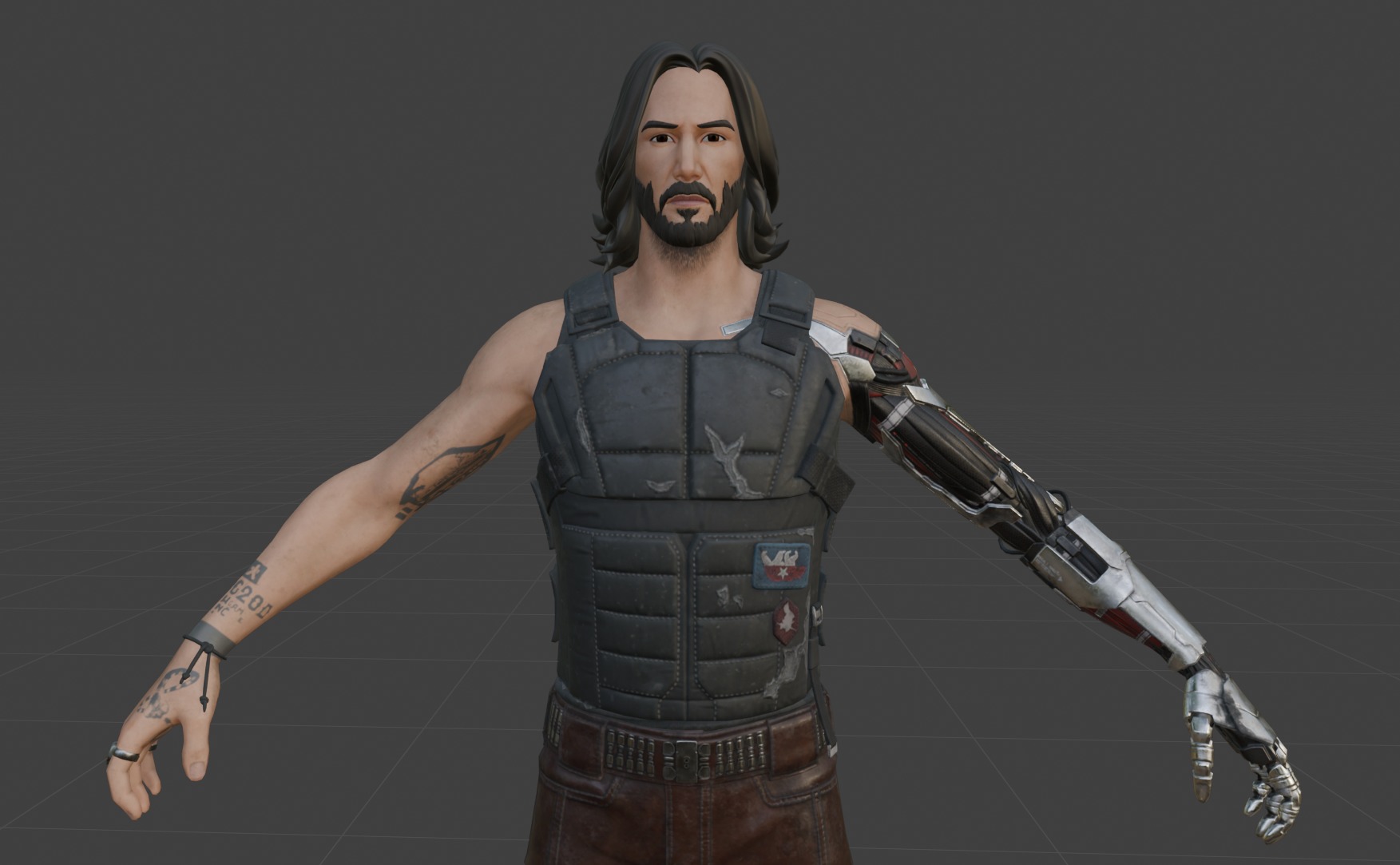Johnny Silverhand Low-poly 3D model_1