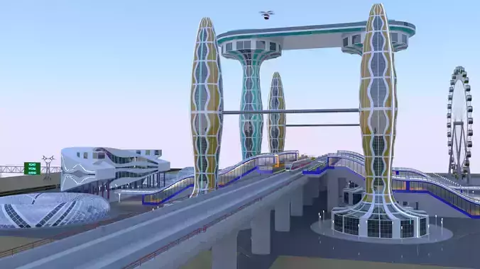Future city with monorail III