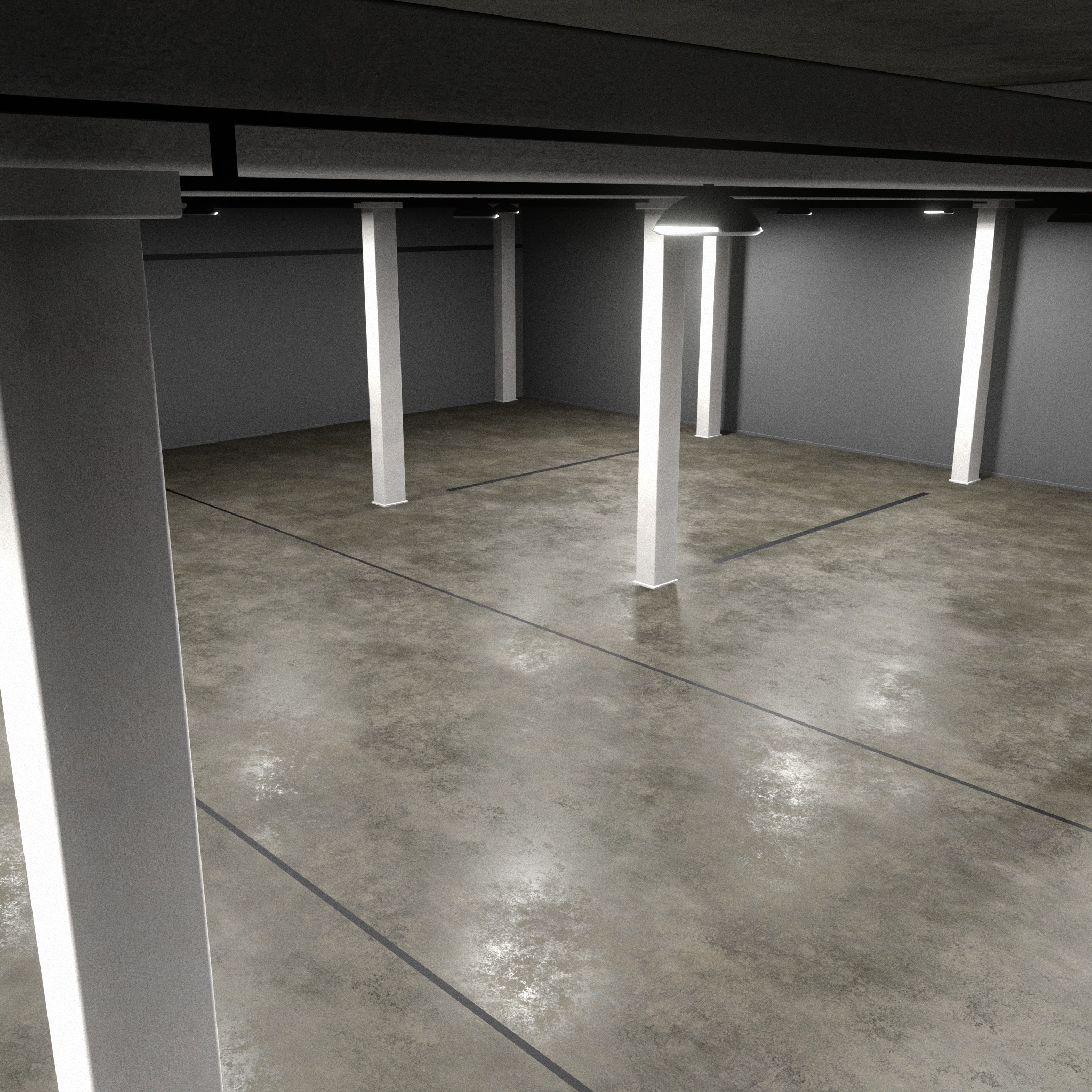 Underground Parking interior 3D model_3