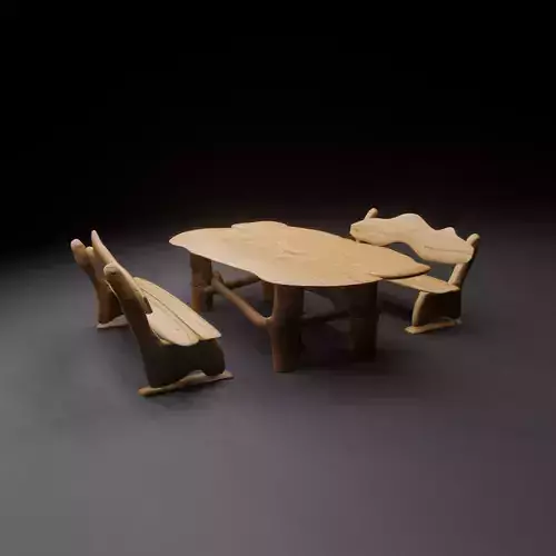 Wooden Picnic Table Wooden 3D model
