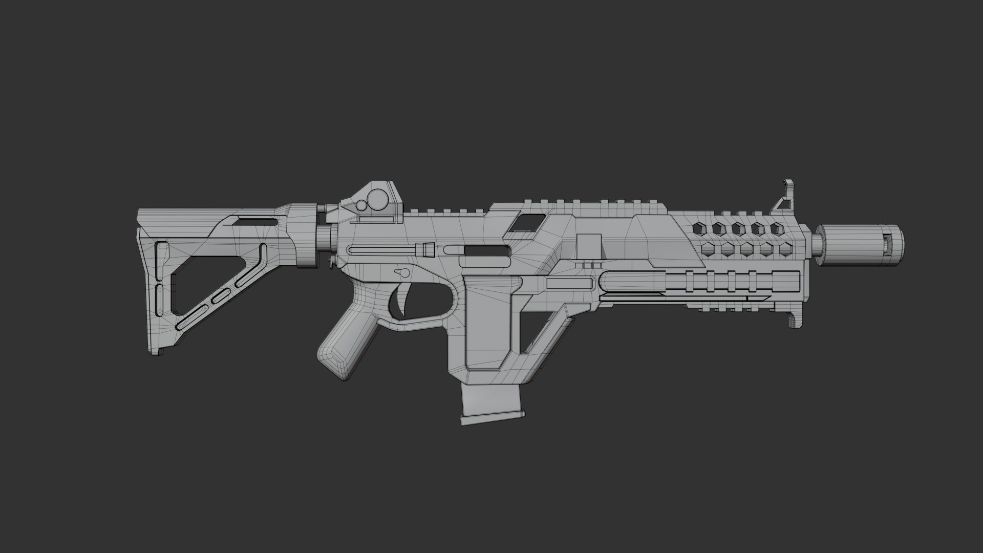 Realistic futuristic gun Low-poly 3D model_7