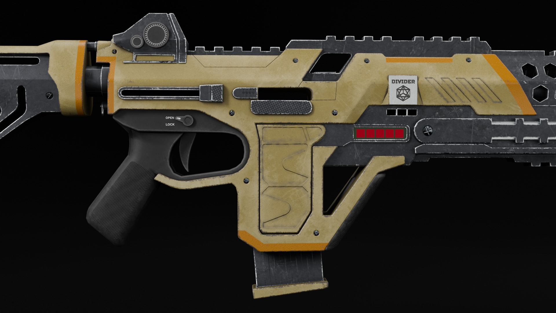 Realistic futuristic gun Low-poly 3D model_2