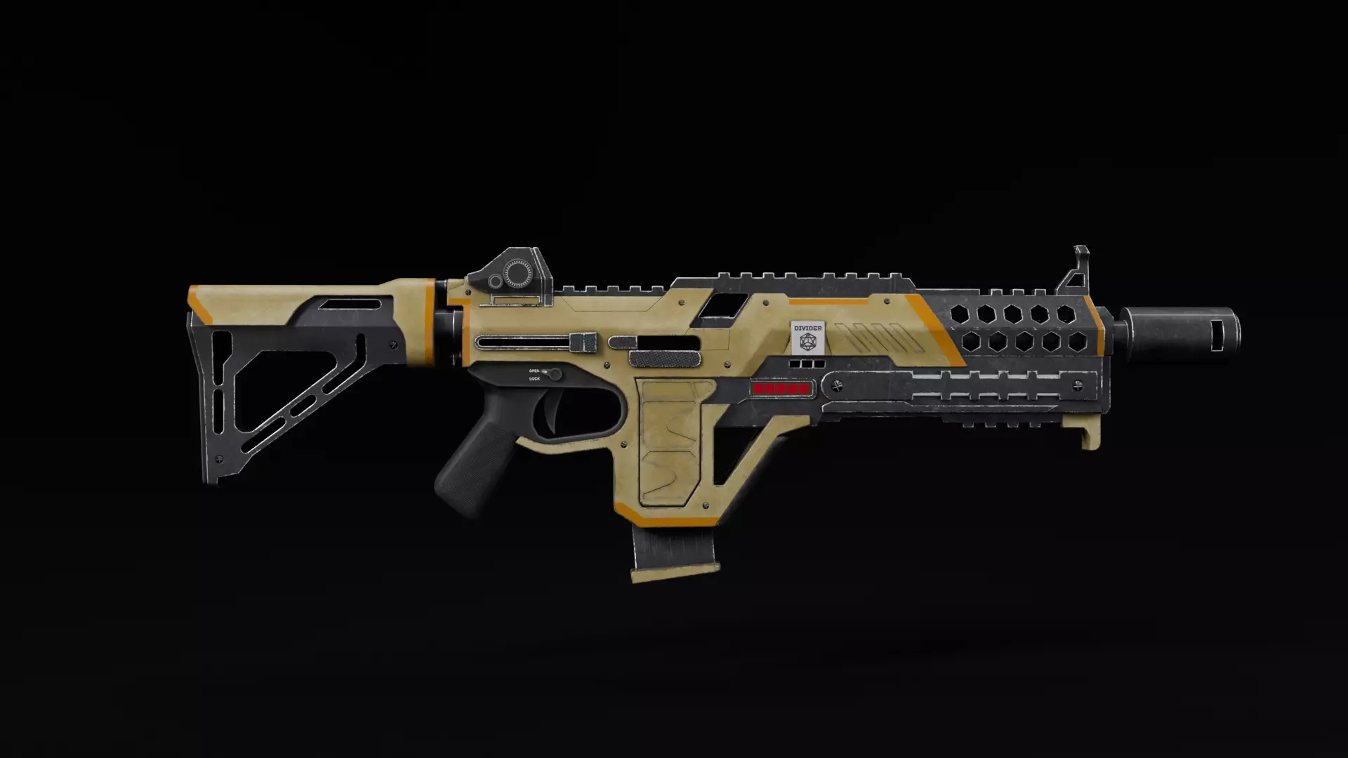 Realistic futuristic gun Low-poly 3D model_0