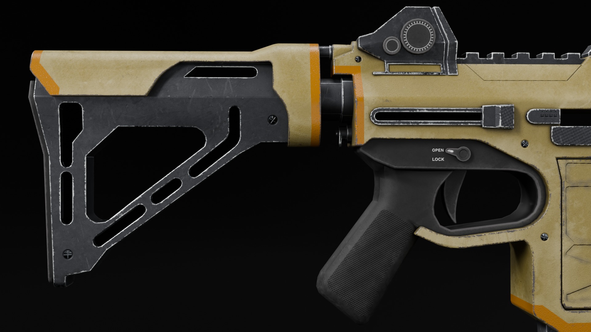 Realistic futuristic gun Low-poly 3D model_3