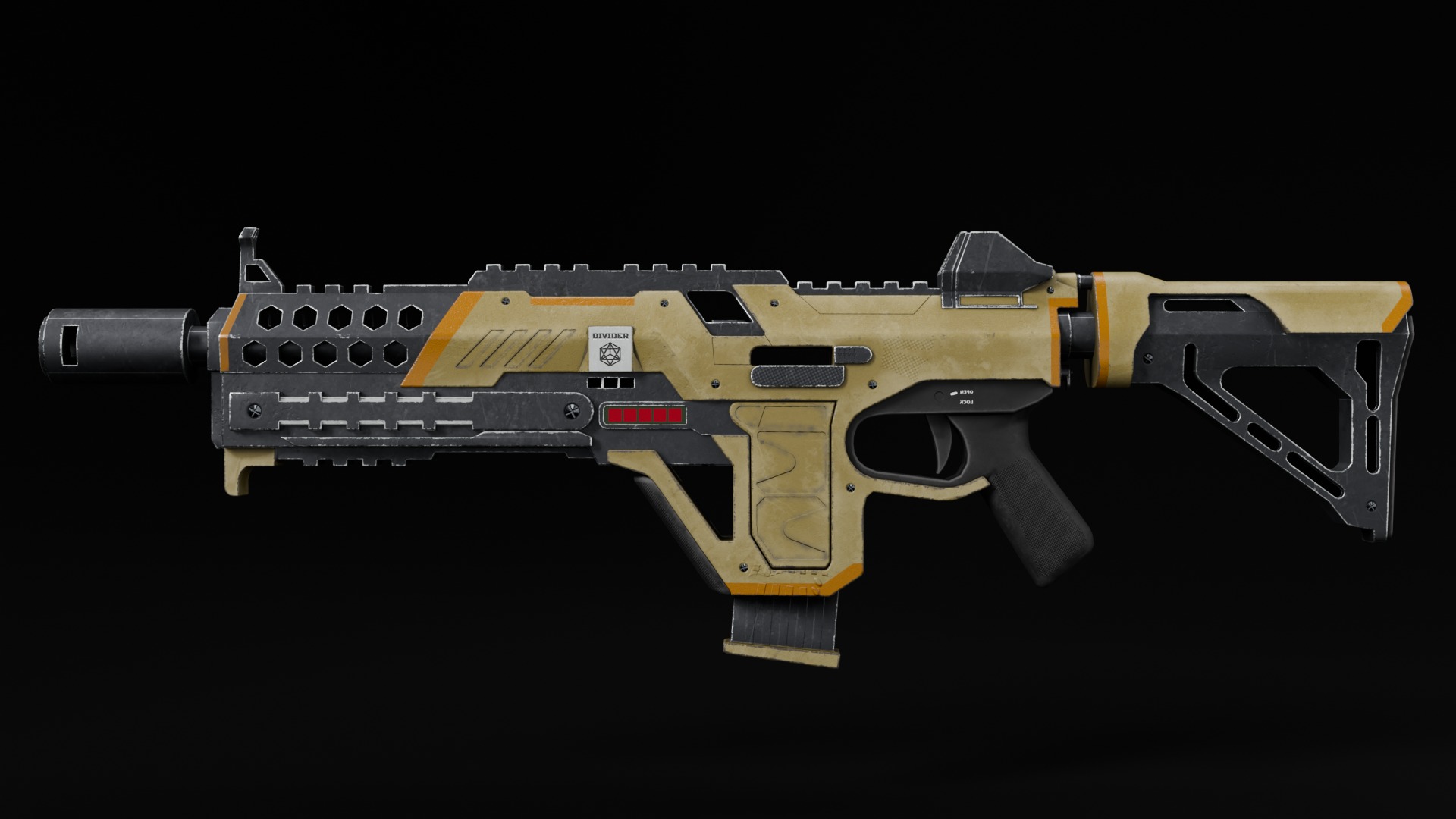 Realistic futuristic gun Low-poly 3D model_4