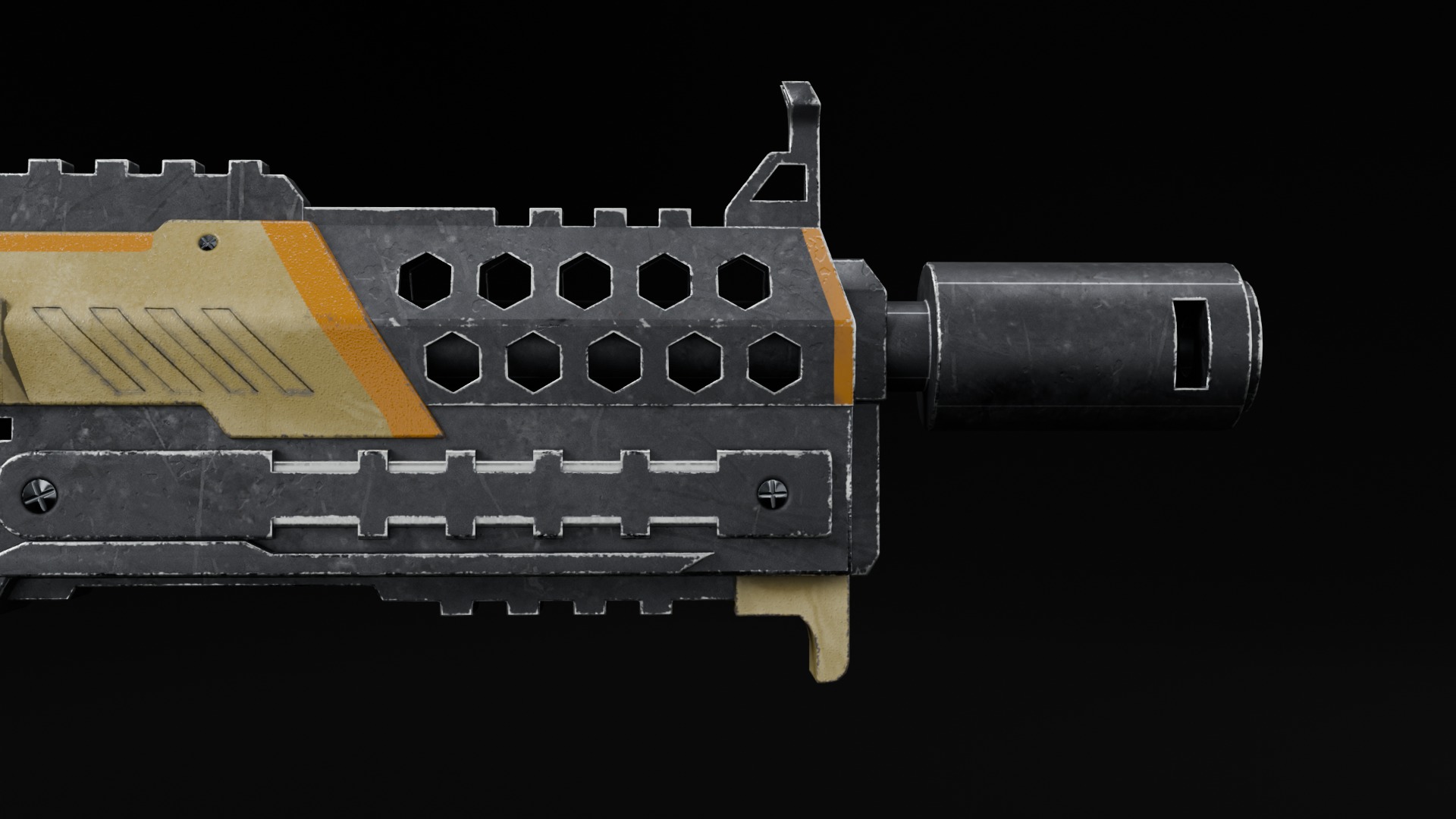 Realistic futuristic gun Low-poly 3D model_1