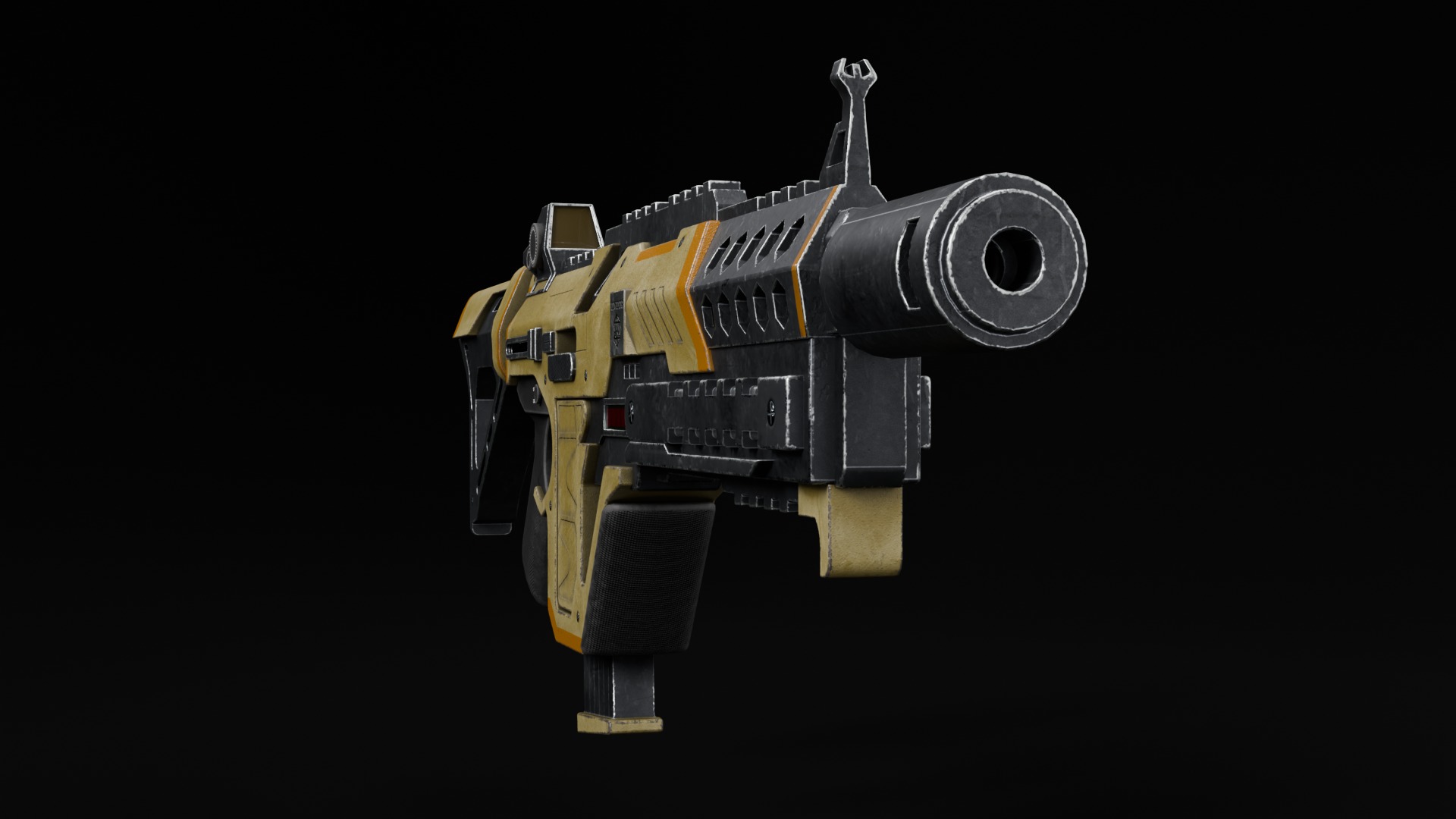 Realistic futuristic gun Low-poly 3D model_5