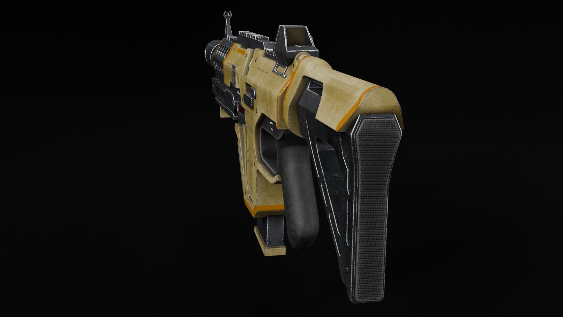 Realistic futuristic gun Low-poly 3D model_6
